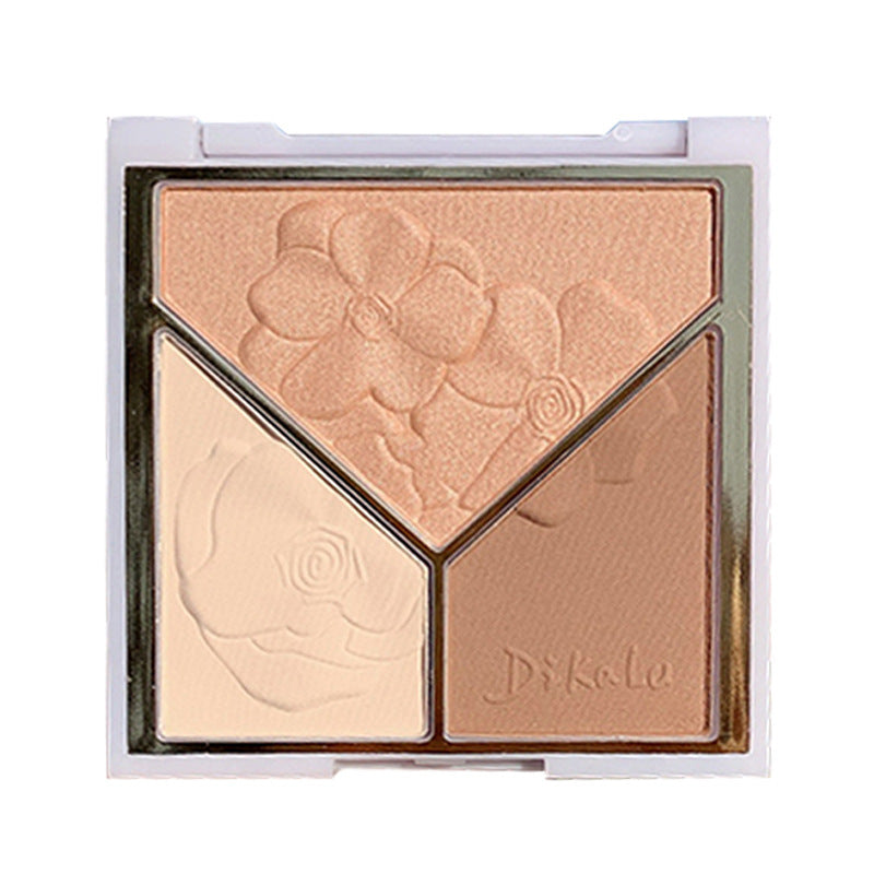 Three-color Makeup Plate High-gloss Blush Brightened Matte Nose Shadow Eye Shadow Novice Makeup Comprehensive Plate Makeup Parity