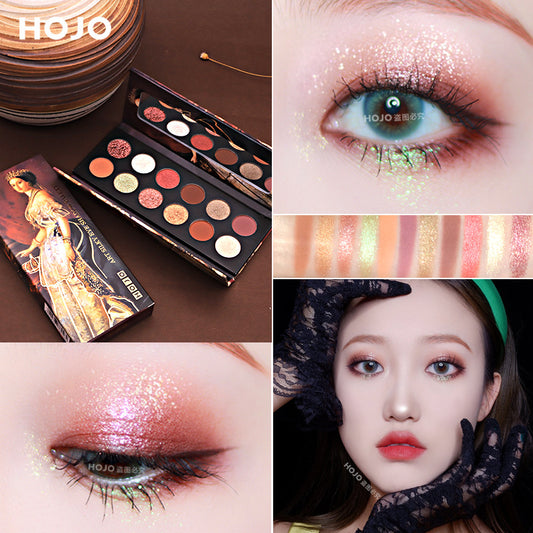 【Clearance Sale】Domestic Makeup Hojo Chinese Style Oil Painting Eyeshadow Palette, Dual-Use For Dry And Wet, 12 Colors, Same As On Douyin