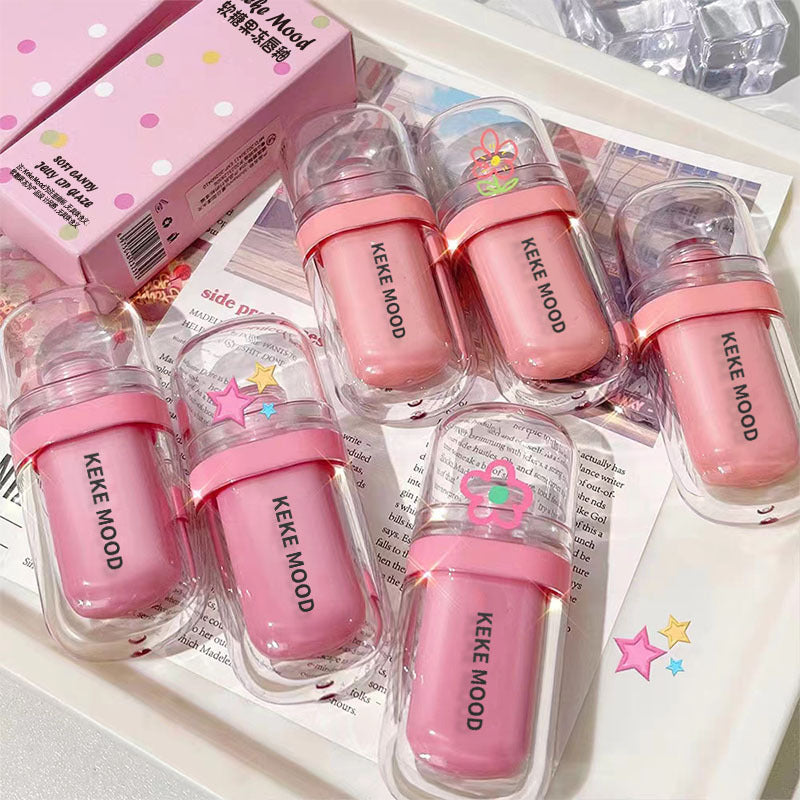 Kekemood Gummy Lip Glaze Mirror Water Gloss Moisturizing Lip Jelly Glass Lipstick Not Easy To Stick To The Cup To Whiten Students