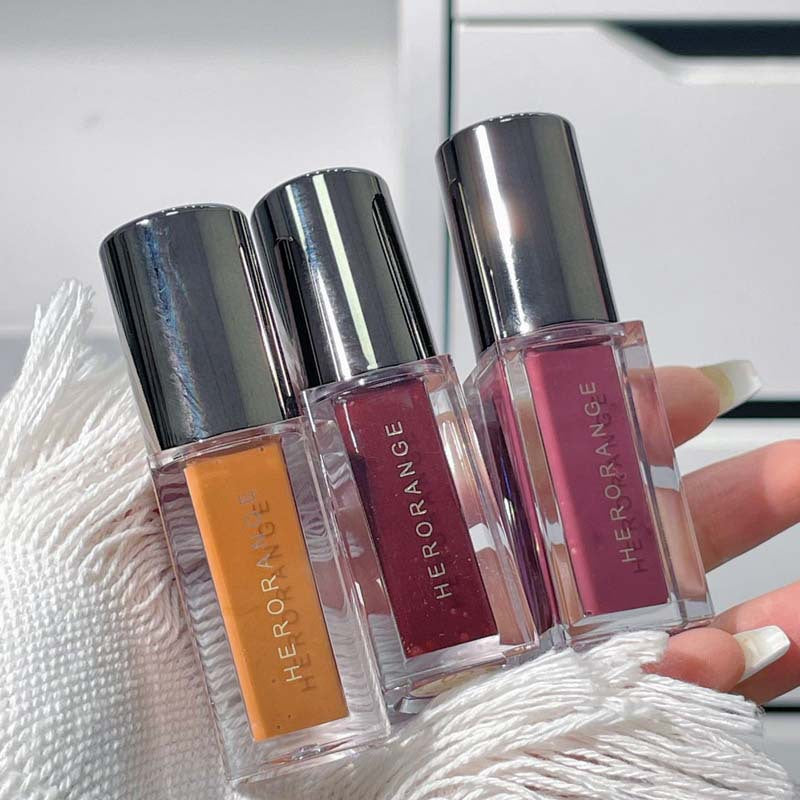 HERORANGE ~ Jade-like Bright Mirror Lip Glaze Is Moist, Clear And Waterproof, Not Easy To Fade, Plain And White, Doodle Lips