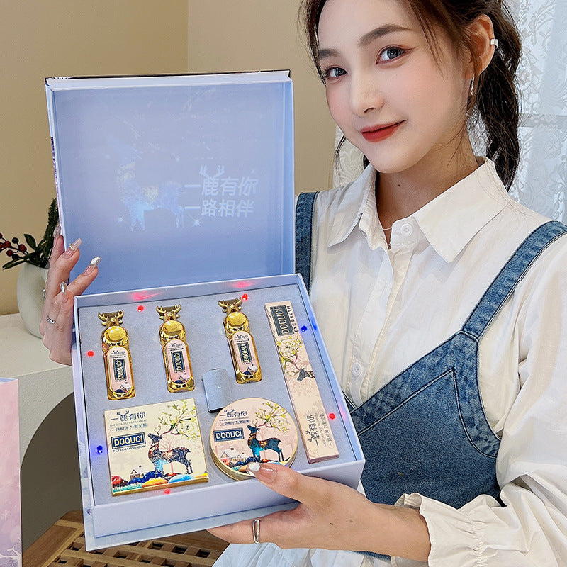 Makeup Box Lipstick Christmas All The Way With You Projection Light Music National Style Elk Gift Box Girlfriend Birthday Gift