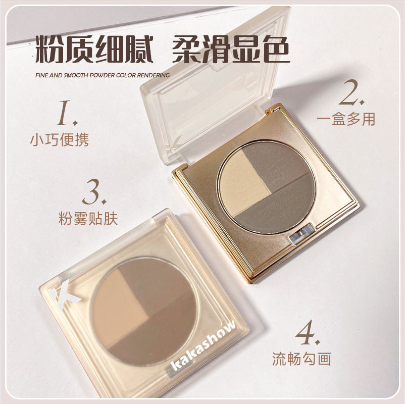 Kakashow Three-dimensional Shape Three-color Eyebrow Powder Waterproof Sweat-proof Not Easy To Faint Beginners Natural Thrush Eyebrow Cream