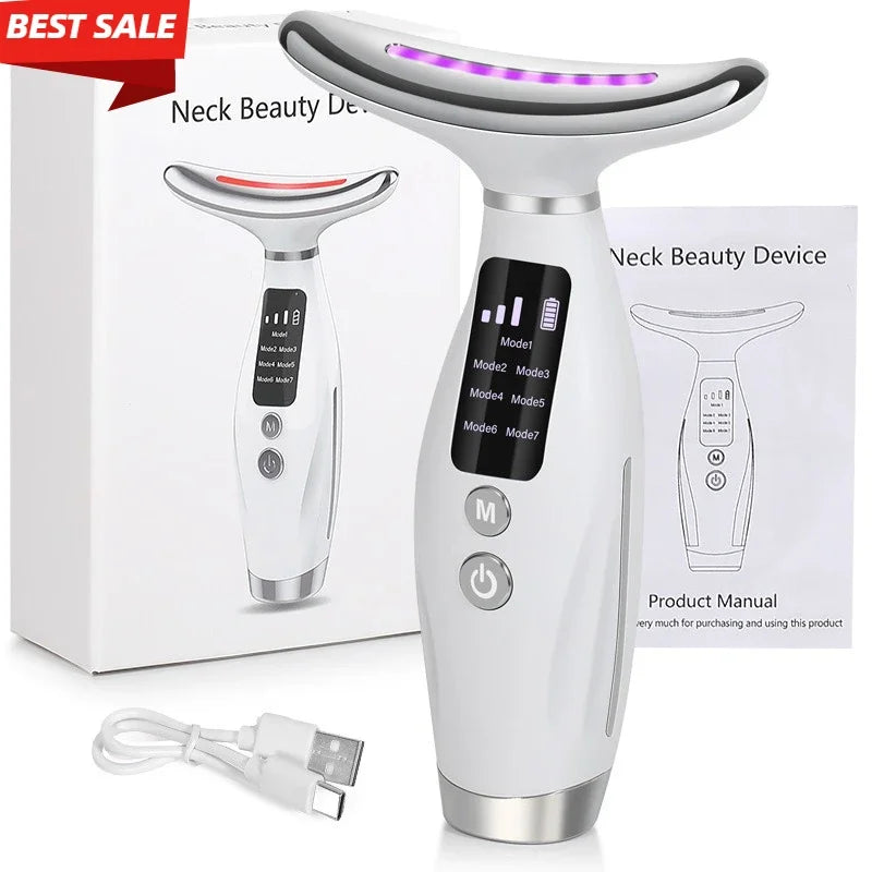 Beauty Instrument for Jawline Lifting and Neck Skin Firming, 7 Speeds Adjustment LED Light Therapy, Home Spa Equipment